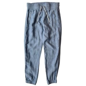 Athleta Cabo Linen Jogger Pants Womens 4 Blue Chambray Breathable